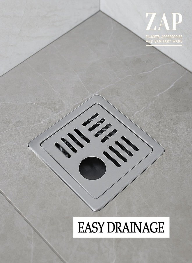 زاب غطاء تصريف أرضي من الفولاذ المقاوم للصدأ من سلسلة Zap Square AquaCut مقاس 6 بوصات، مقاوم للصدأ وأنيق، للاستخدام في الحمام والمطبخ والاستحمام والشرفة - Image 2